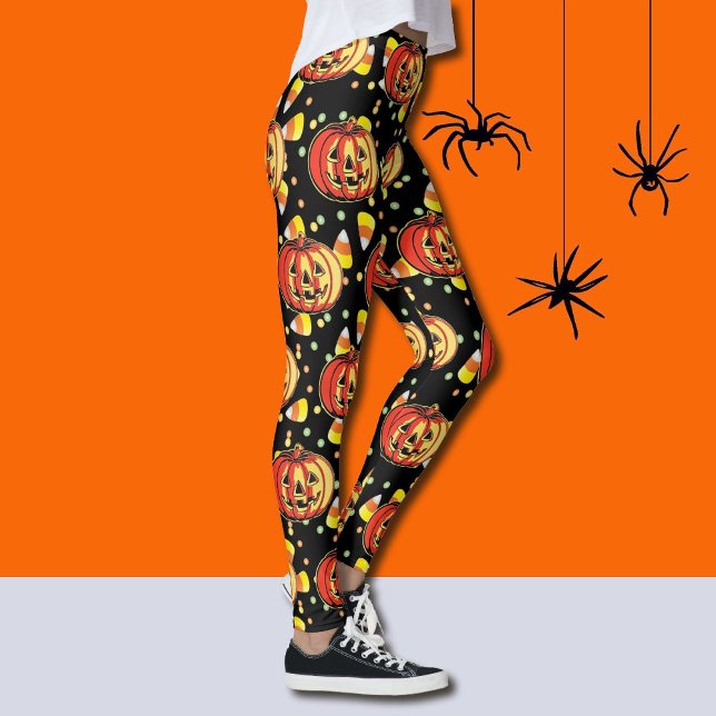 Halloween Leggings Jack-O-Lanterns Orange Pumpkins (Creator Uploaded)