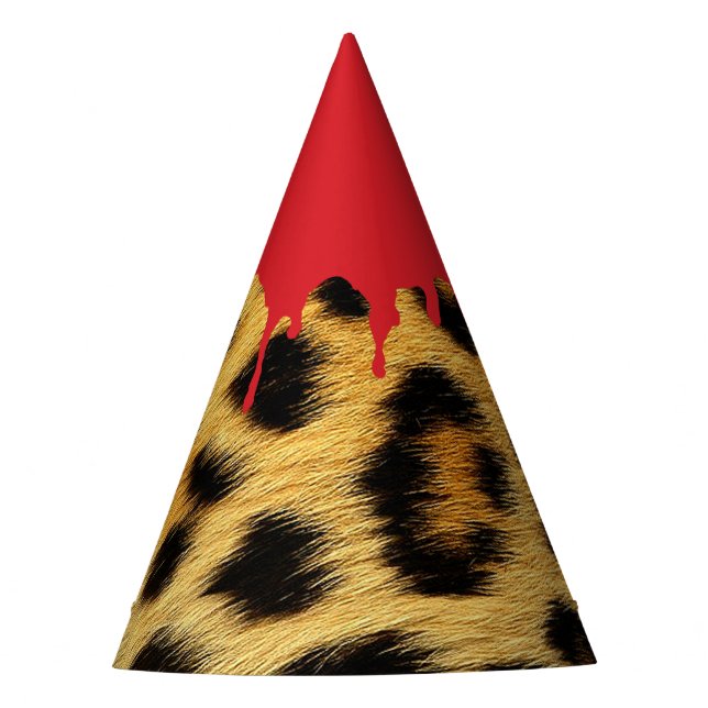 Halloween Leopard Fur - Gory Dripping Blood Bite Party Hat (Front)