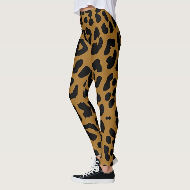 Halloween Leopard Print Black & Light Brown Leggings (Left)