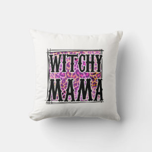 Halloween Leopard Witchy Mama Birthday Cushion