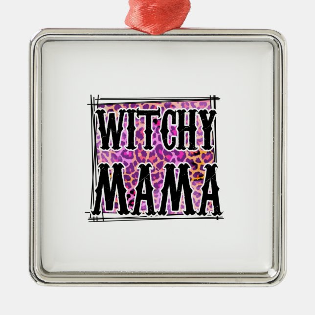 Halloween Leopard Witchy Mama Birthday Metal Tree Decoration (Front)