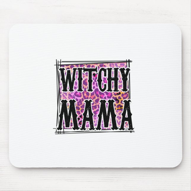 Halloween Leopard Witchy Mama Birthday Mouse Mat (Front)