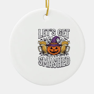 Halloween Let’s Get Smashed Pumpkin Beer Ceramic Tree Decoration