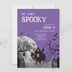 Halloween Let´s Get Spooky 10th Birthday Party Invitation