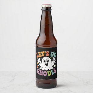 Halloween Let's Go Ghouls Ghost Retro Costume Beer Bottle Label