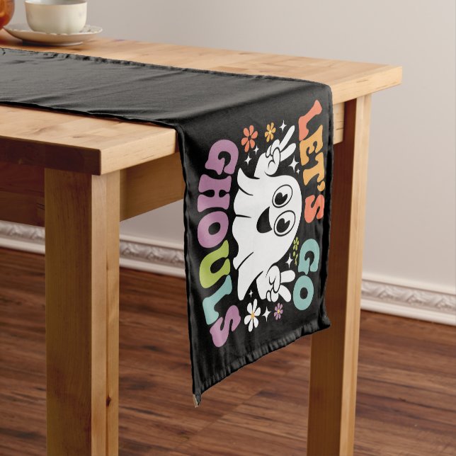 Halloween Let's Go Ghouls Ghost Retro Costume Short Table Runner (In Situ)