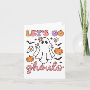 Halloween Let's Go Ghouls Ghost Retro Costume Wome Card