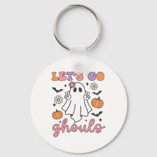 Halloween Let's Go Ghouls Ghost Retro Costume Wome Key Ring