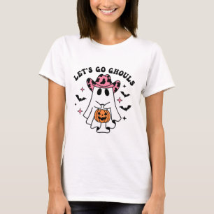 Halloween Let's Go Ghouls Ghost Retro Costume Wome T-Shirt