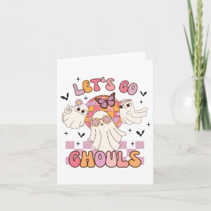 Halloween Lets Go Ghouls Ghost Retro Costume Women Card