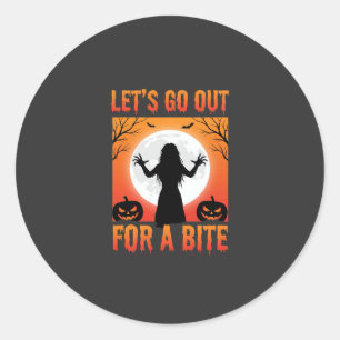 Halloween Let's Go Out For a Bite Horror Classic Round Sticker