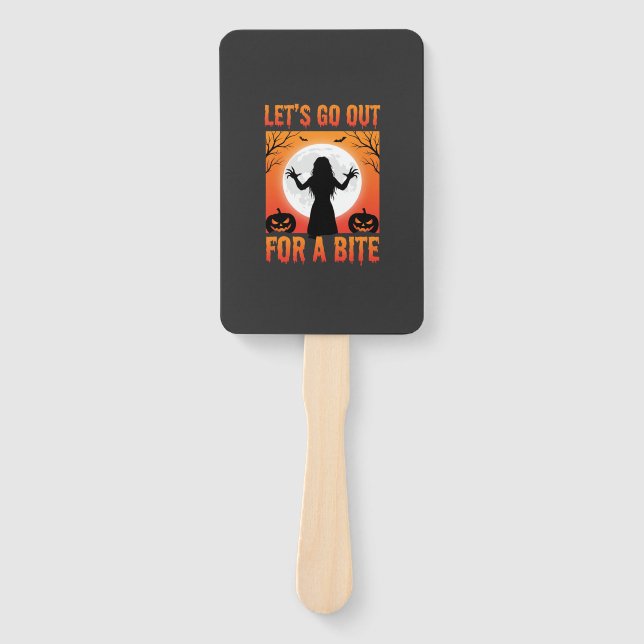 Halloween Let's Go Out For a Bite Horror Hand Fan (Front)