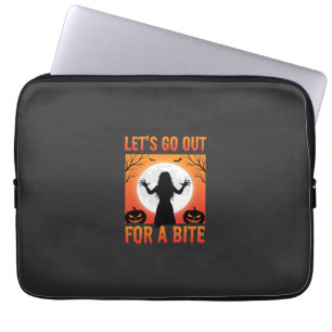 Halloween Let's Go Out For a Bite Horror Laptop Sleeve