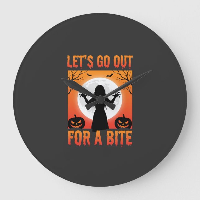 Halloween Let's Go Out For a Bite Horror Large Clock (Front)