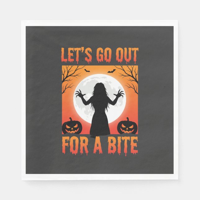 Halloween Let's Go Out For a Bite Horror Napkin (Front)