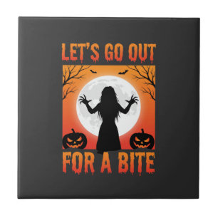 Halloween Let's Go Out For a Bite Horror Tile