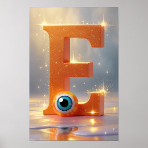 Halloween Letter E Monster Eye Classroom Wall Art 