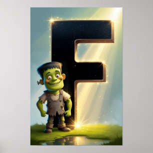 Halloween Letter F Poster for Kids Classrooms 