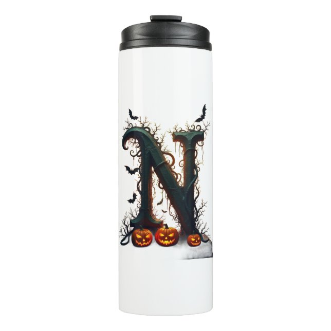 Halloween Letter N Single Tear Thermal Tumbler (Front)