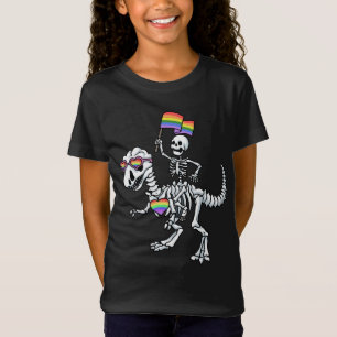 Halloween LGBT T Rex Dinosaur Skeleton Gay Pride T-Shirt