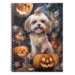 Halloween Lhasa Apso With Pumpkins Scary  Notebook