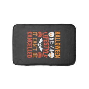 Halloween Lifestyle Bat Pumpkin Typography Vector Bath Mat