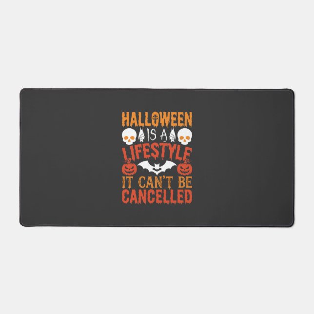 Halloween Lifestyle Bat Pumpkin Typography Vector Desk Mat (Front)