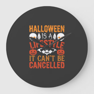 Halloween Lifestyle Bat Pumpkin Typography Vector Large Clock