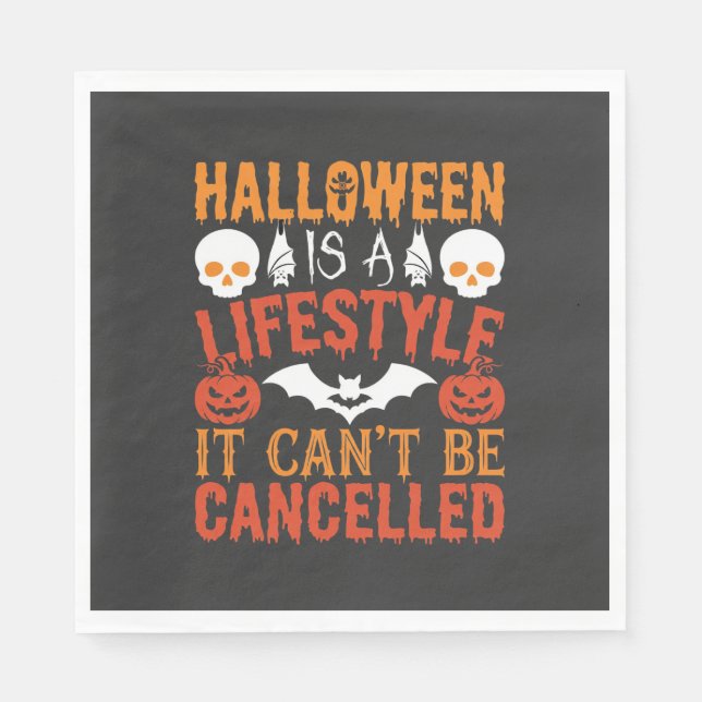 Halloween Lifestyle Bat Pumpkin Typography Vector Napkin (Front)
