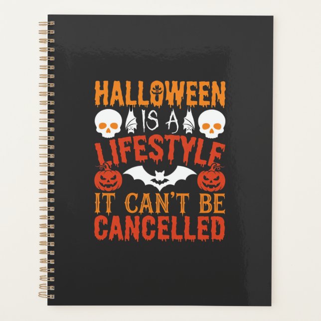 Halloween Lifestyle Bat Pumpkin Typography Vector Planner (Front)