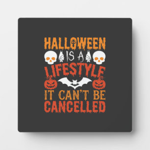 Halloween Lifestyle Bat Pumpkin Typography Vector Plaque
