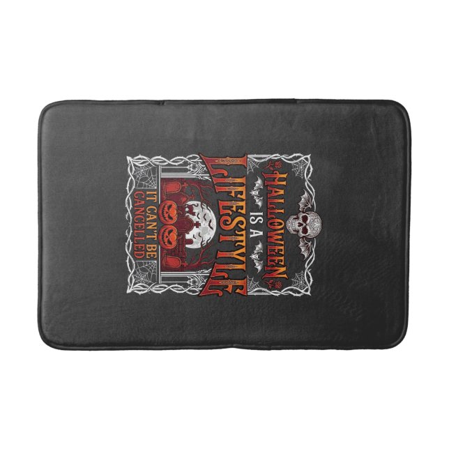Halloween Lifestyle Bat Skull Graveyard Pumpkins F Bath Mat (Front)