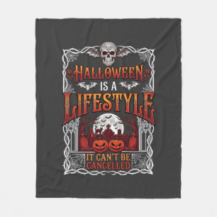 Halloween Lifestyle Bat Skull Graveyard Pumpkins F Fleece Blanket