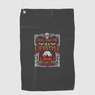 Halloween Lifestyle Bat Skull Graveyard Pumpkins F Golf Towel