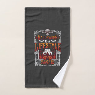 Halloween Lifestyle Bat Skull Graveyard Pumpkins F Hand Towel