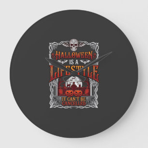 Halloween Lifestyle Bat Skull Graveyard Pumpkins F Large Clock