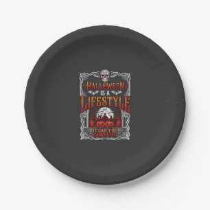 Halloween Lifestyle Bat Skull Graveyard Pumpkins F Paper Plate