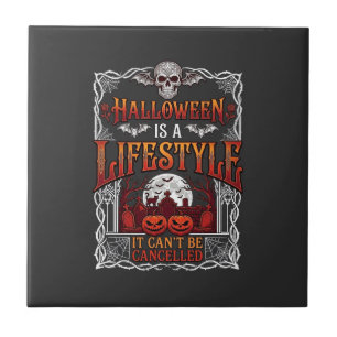 Halloween Lifestyle Bat Skull Graveyard Pumpkins F Tile