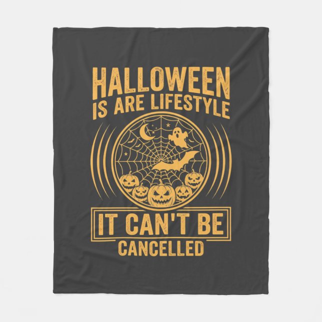 Halloween Lifestyle Bat Spider Web Design_1 Fleece Blanket (Front)