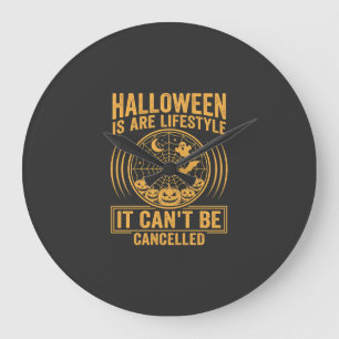 Halloween Lifestyle Bat Spider Web Design_1 Large Clock