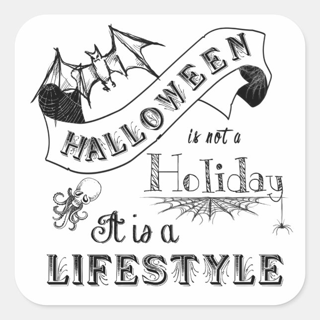 Halloween Lifestyle Chalk Art Square Sticker (Front)