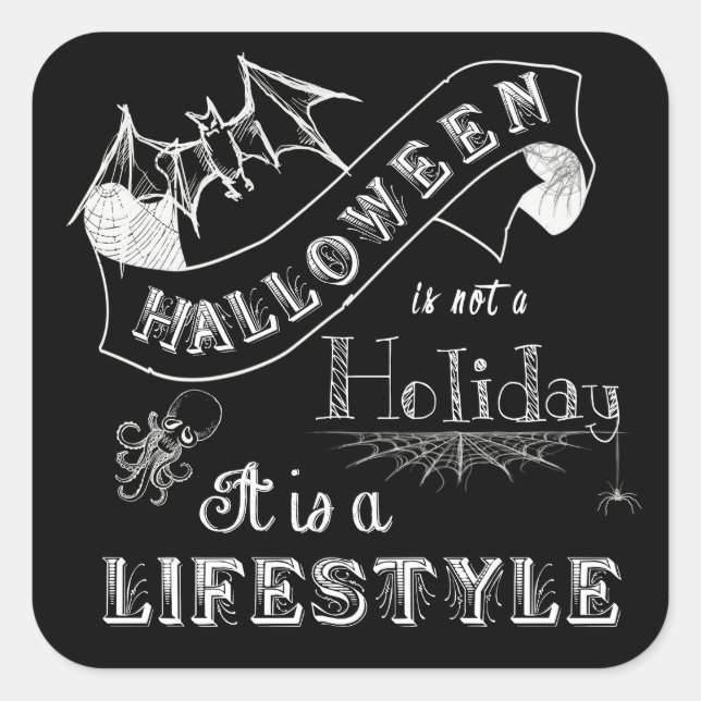 Halloween Lifestyle Chalk Art Square Sticker (Front)