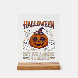 Halloween Lifestyle Pumpkin Sunglasses Witch Hat G Acrylic Sign