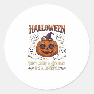 Halloween Lifestyle Pumpkin Sunglasses Witch Hat G Classic Round Sticker