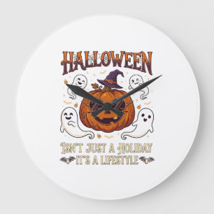 Halloween Lifestyle Pumpkin Sunglasses Witch Hat G Large Clock