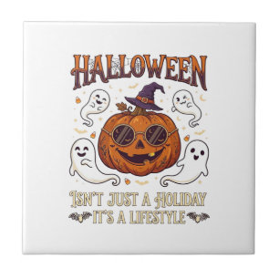 Halloween Lifestyle Pumpkin Sunglasses Witch Hat G Tile