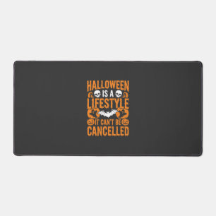 Halloween Lifestyle Spooky Bat Pumpkin Design Desk Mat