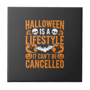 Halloween Lifestyle Spooky Bat Pumpkin Design Tile