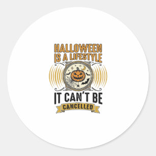 Halloween Lifestyle Vintage Pumpkin Typography Des Classic Round Sticker
