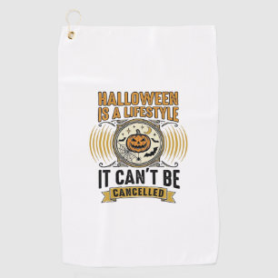 Halloween Lifestyle Vintage Pumpkin Typography Des Golf Towel